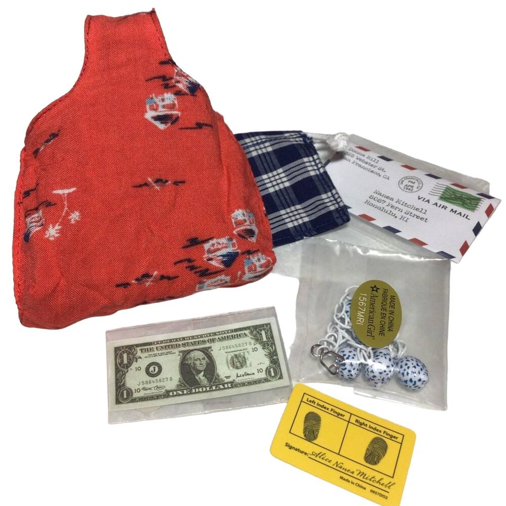 American Girl Doll Nanea Meet Accessories Shell Necklace Purse ID Money Hawaii